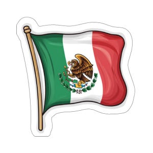 Cartoon Mexican Flag Sticker - Fun Vinyl Sticker, Laptop Decal, Travel Journal Decoration, Cinco de Mayo Decor, Fiesta Party Favor