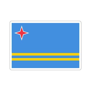 Aruba Flag Travel Sticker, Caribbean Island Decal, Vacation Souvenir, Traveler Gift, Scrapbooking Label, Laptop Decor, Waterproof Sticker
