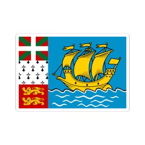 St Pierre and Miquelon Flag Travel Sticker, French Territories Decal, Map Souvenir Label, Laptop Tablet Car Bumper Decor, Scrapbooking Craft