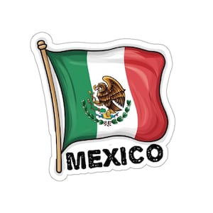 Mexican Flag Cartoon Stickers, Cute Mexico Sticker, Laptop Decal, Vinyl Bumper Sticker, Traveler Gift, Patriotic Decor
