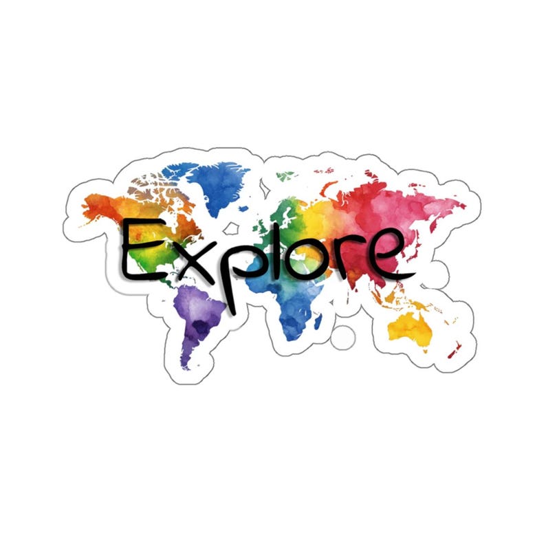 Travel Stickers, World Map 'explore', Wanderlust Stickers, Adventure ...