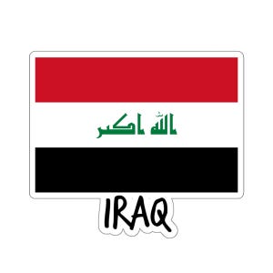 Iraq Flag Travel Sticker - Patriotic Middle Eastern Country Pride, Vinyl Decal for Luggage, Laptop, Water Bottle, Scrapbook, Car Bumper