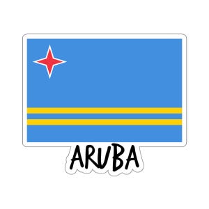 Aruba Flag Travel Sticker, Caribbean Island Decal, Vacation Souvenir, Traveler Gift, Scrapbooking Label, Laptop Decor, Waterproof Sticker