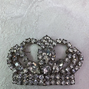 Vintage Crown Rhinestone Brooch