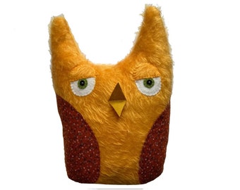 Woodland Owl Upcycled Hugging Buddy Neck Rest Pillow Stuffed Animal Faux Fur Plushie Toy