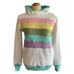 Cotton Candy Cloud  Hoodie Upcycled with Pockets WOMEN'S MEDIUM Sweatshirt One-Of-A-Kind Clothing