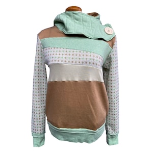 Mint Cookie Upcycled Hoodie with Pockets WOMEN'S MEDIUM Sweatshirt One of a Kind Clothing