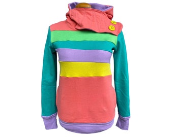 Radiant Rascal Upcycled Hoodie with Pockets WOMEN'S SMALL Sweatshirt One-Of-A-Kind Clothing