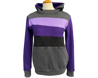 Smokey Amethyst Upcycled Hoodie with Pockets WOMEN'S MEDIUM Sweatshirt One-Of-A-Kind Clothing