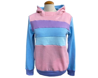 Cotton Candy Upcycled Hoodie with Pockets WOMEN'S MEDIUM Sweatshirt One-Of-A-Kind Clothing