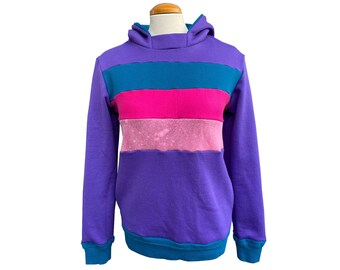 Galactic Swirl Upcycled Hoodie with Pockets WOMEN'S MEDIUM Sweatshirt One-Of-A-Kind Clothing
