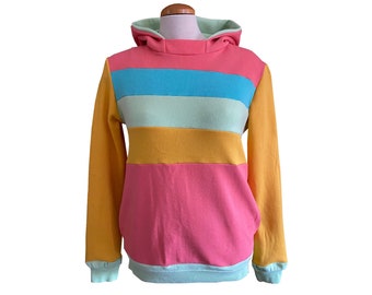 Topical Sunrise Upcycled Hoodie with Pockets WOMEN'S MEDIUM Sweatshirt One-of-a-kind Clothing