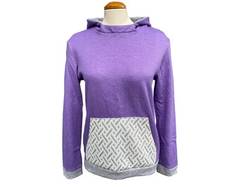 Upcycled Hoodie with Kangaroo Pouch WOMEN'S MEDIUM Purple One of a Kind Pullover Clothing