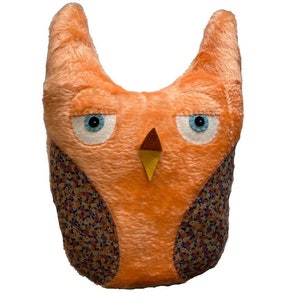 Woodland Owl Upcycled Hugging Buddy Neck Rest Pillow Stuffed Animal Faux Fur Plushie Toy