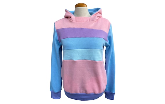 Cotton Candy Upcycled Hoodie with Pockets WOMEN'S MEDIUM Sweatshirt One-Of-A-Kind Clothing