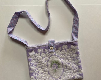 Adorable Handmade Purse One of a Kind Upcycled Fashion Purple Terry