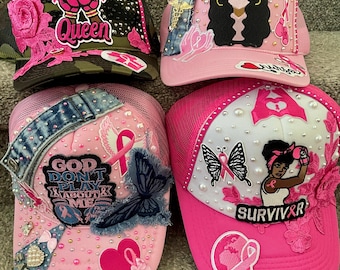 Breast Cancer Awareness Beaded Caps