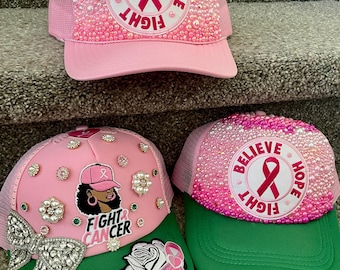 Breast Cancer Awareness Beaded Caps