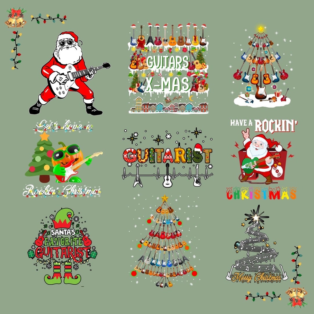 9 Designs Guitar Christmas PNG, Merry Guitar Png, Guitarist Christmas ...