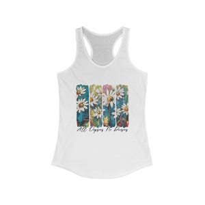Womens Racerback Tank, Daisy Print Tank Top, Summer Clothing, Graphic Tank Top, Gift for Her, Tank Top Women