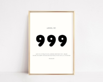 angel number 999 print | affirmations | digital download