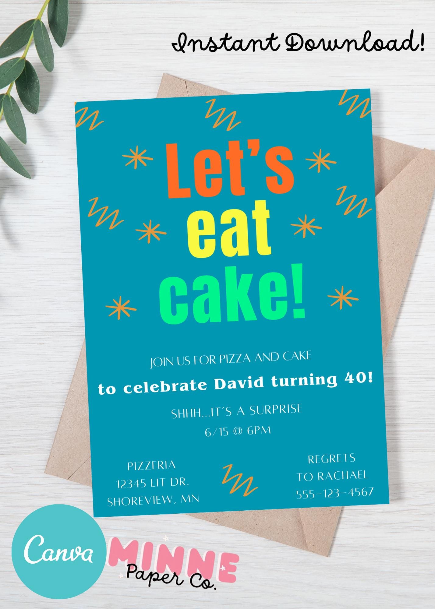 Funny Birthday Invitation: Let's Eat Cake Party Invite (editable ...