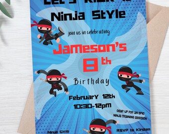 Ninja Birthday Party Invitation: Editable Martial Arts Theme, Karate Invite, Boys Birthday Invite (Editable, Instant Download, 5x7)