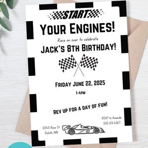 Race Car Editable Birthday Party Invite, Instant Download Invitation, Boys Car Theme Birthday Party, Racing Birthday Invite, PDF, 5x7