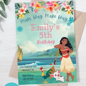 Hawaiiaanse prinses make-way verjaardagsfeestje uitnodiging bewerkbaar direct downloaden, pdf, 5 x 7, prinses verjaardagsuitnodigingskaart