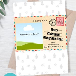 Tarjeta con foto de postal navideña, tarjeta insertable con foto editable de descarga instantánea, tarjeta festiva, PDF, 5x7