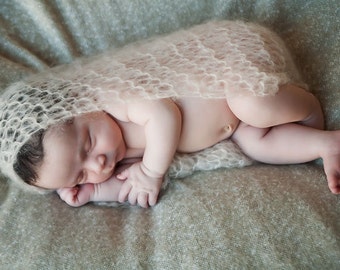 Baby Knitting Pattern Photo Prop -- Fuzzy Wrap Knitting Pattern -- Download Instantly