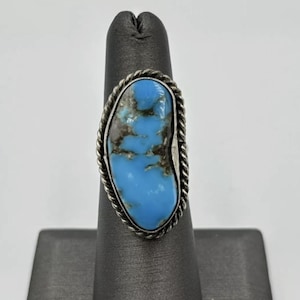 GRANDE bague tendance vintage turquoise Navajo + argent sterling