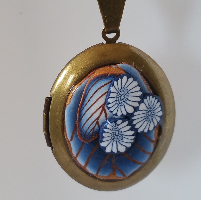 Classic Indigo and White Oval Locket