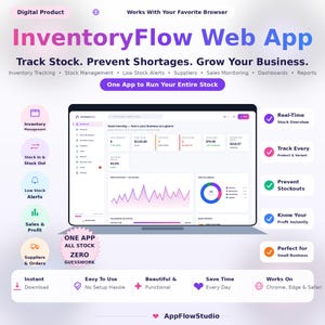 Inventory Tracker App for Small Business, Product Inventory Management Software, Stock Control System, Barcode Labels, Digital Download