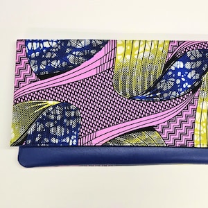 Cartera de mano plegable grande con estampado de cera africana/Ankara