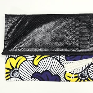 Cartera grande plegable con cremallera y estampado de cera africana/Ankara