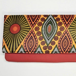 Cartera de mano plegable grande con estampado de cera africana/Ankara