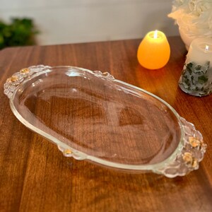 Vintage Mikasa Platter with Frosted Glass and Gold Accent Flowers Serving Dish Bowl 15&quot;