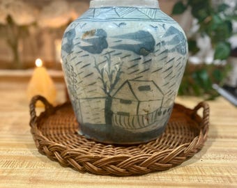 ¡Fabricado entre los años 1400 y 1500! Jarra de exportación china antigua pintada a mano de principios del siglo XVI Jarrones de jengibre de cerámica esmaltada provincial antigua