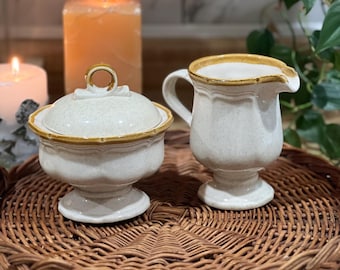Jarra para crema y azucarero Mikasa de cerámica vintage