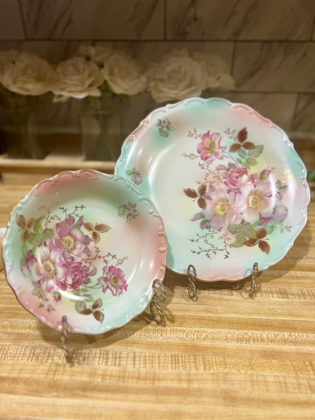 Vintage Bavarian Plate and Bowl Schumann Arzberg Bavaria Porcelain Wild ...