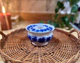 Azucarero azul y blanco Vinranka vintage de Gefle, 4" x 6", marcado en la parte inferior