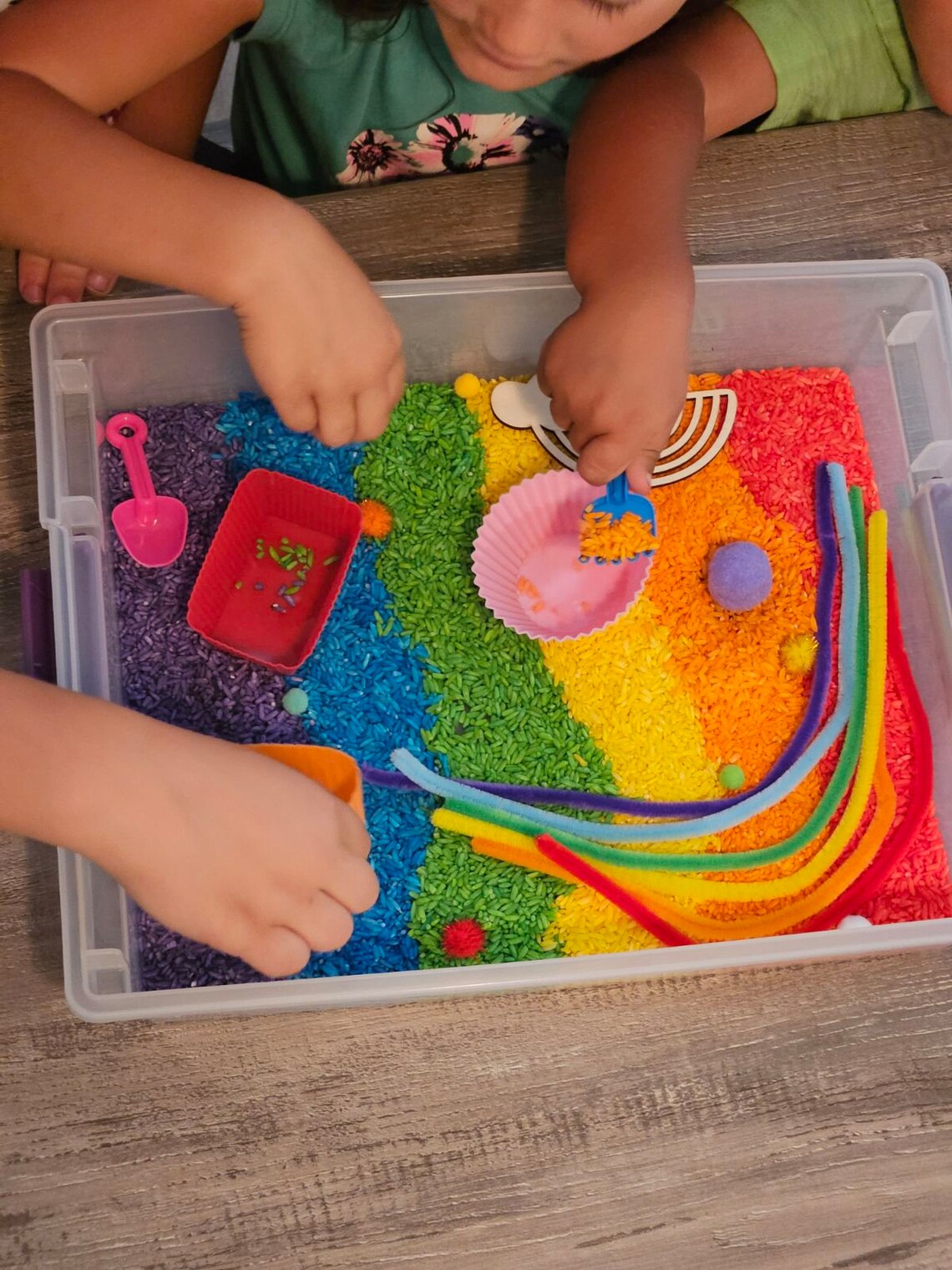 Rainbow Rice Sensory Bin, God's Promise, Memory Verse, Scripture-based ...