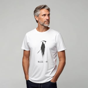 Maglietta unisex, Linux Command kill - il mietitore, regalo per programmatori informatici, maglietta per programmatori, amministratore di sistema Unix, maglietta per ingegneri informatici, software