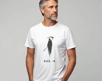 Unisex Tee, Linux Command kill - the Grim Reaper, Computer Programmer Gift, Coding Shirt, Unix System Admin, IT Engineer Tee, Software