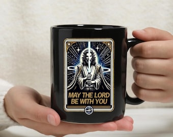 Taza "Que el Señor te acompañe": Diseño Jedi vintage de Star Wars