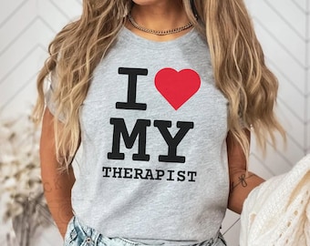 I Heart My Therapist-shirt: uniseks T-shirt voor geestelijke gezondheid