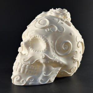 Carmen 3D Printed Sugar Skull | Unpainted Calavera, DIY Decor