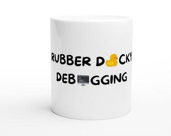 Taza de café blanca con diseño de patito de goma para depuración, regalo para programadores, taza para codificar, taza de café con código, regalo de cumpleaños para programadores.