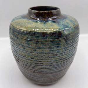 Square cascading glaze handmade vase/Accent vase/Hand carved vase